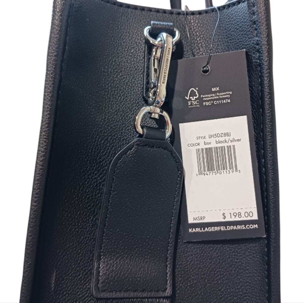 Karl Lagerfeld Embossed Legacy Maybelle Satchel Eiffel Tower Karl Profile - Picture 9 of 9